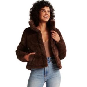 Abercrombie & Fitch mini fur puffer, brown, Xs